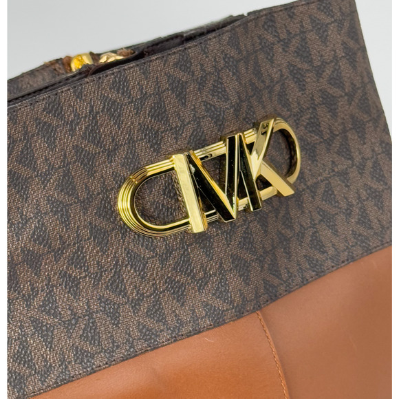 NEW MICHAEL KORS BROWN PARKER LOGO & LEATHER KNEE BOOTS SZ 6 - Picture 7 of 12